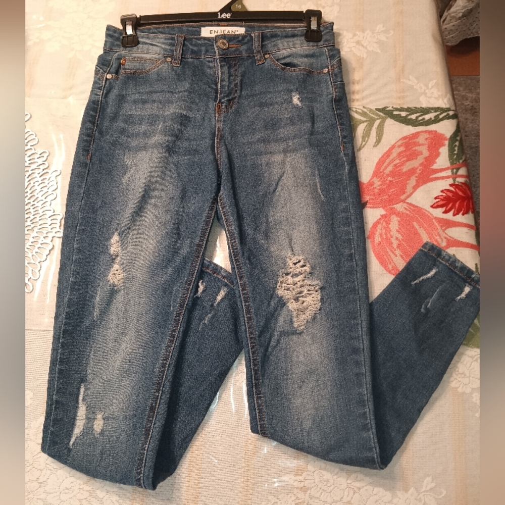 Classic Blue Distressed Skinny Jeans